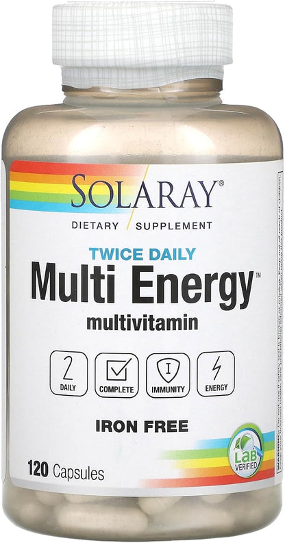 Solaray Twice Daily Iron-Free Multivitamin - 120 Capsules