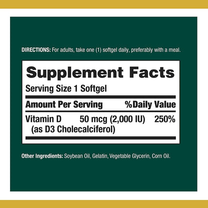 Nature's Bounty Vitamin D 2000 IU Softgels