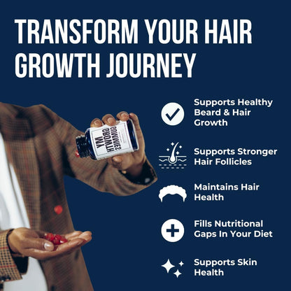 Evan Alexander Grooming My Growth Gummies - Healthy Hair & Beard Growth Support - Strawberry & Coconut Flavour - 60 Gummies