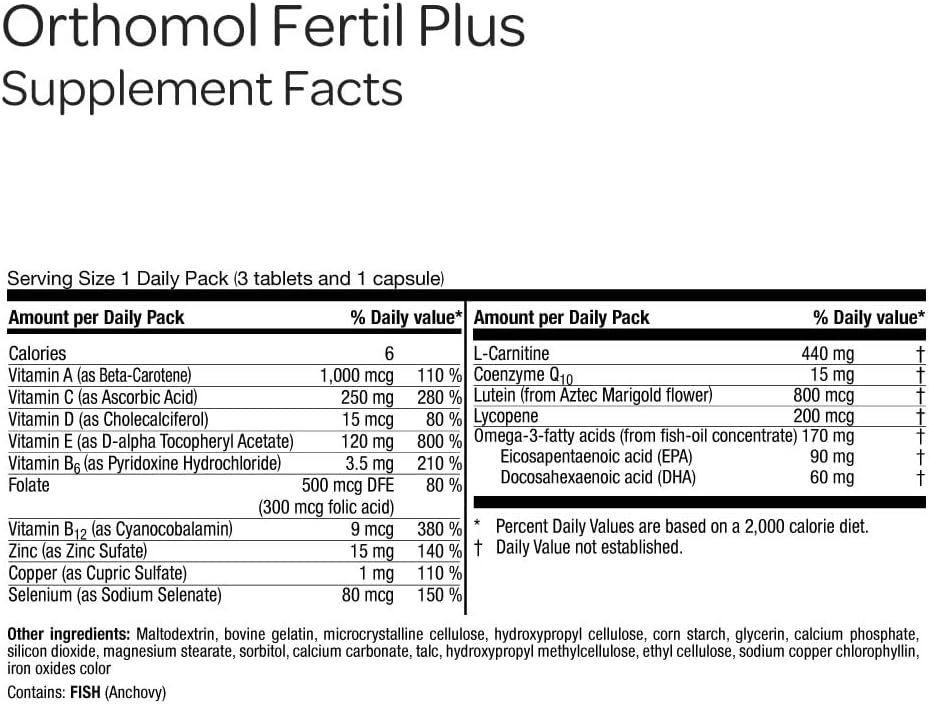 Orthomol Fertil Plus 30 – Male Prenatal Supplement with Selenium & L-Carnitine (30-Day Supply) - görsel 3