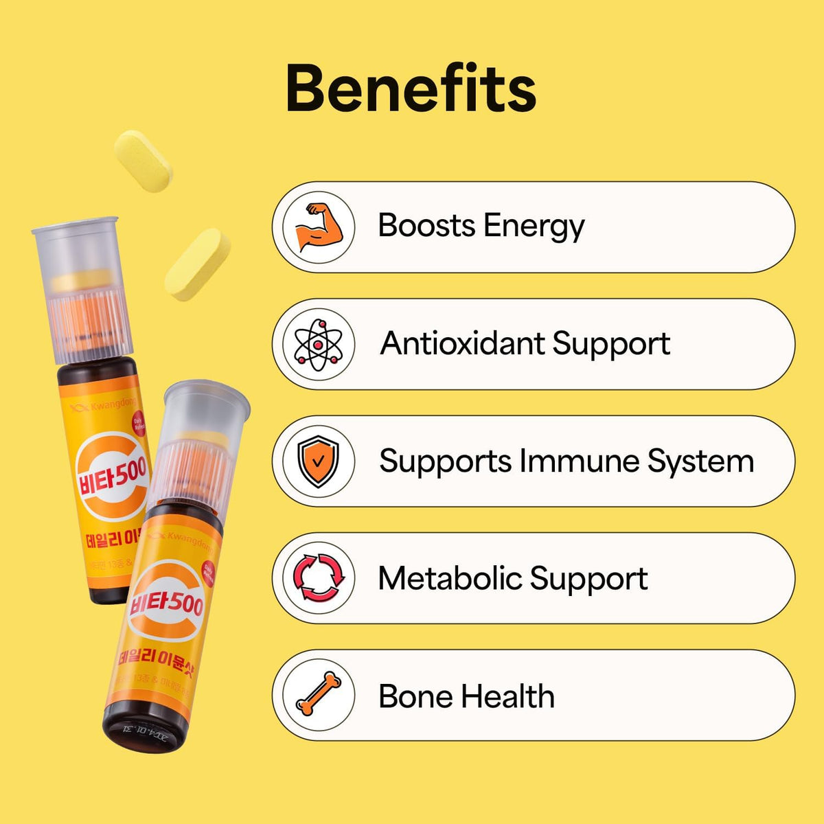 KWANGDONG Vita500 Daily Immune Support Shot - 13 Vitamins & 8 Minerals, 7 Bottles - görsel 5