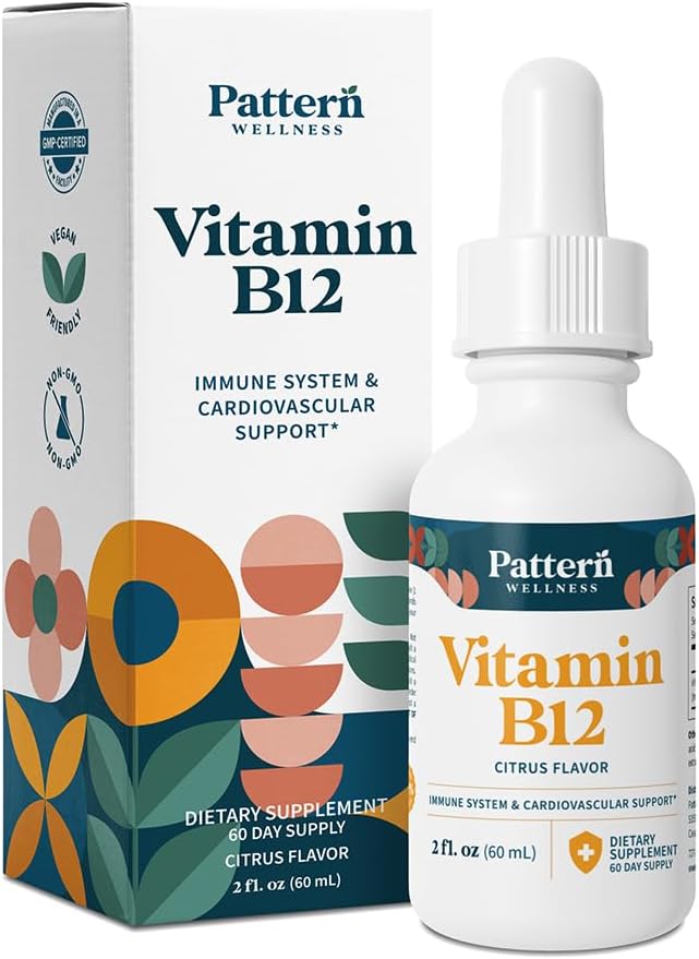 Pattern Wellness Vitamin B12 5000 μg Sublingual Drops – Methylcobalamin – Vegan Citrus - görsel 1