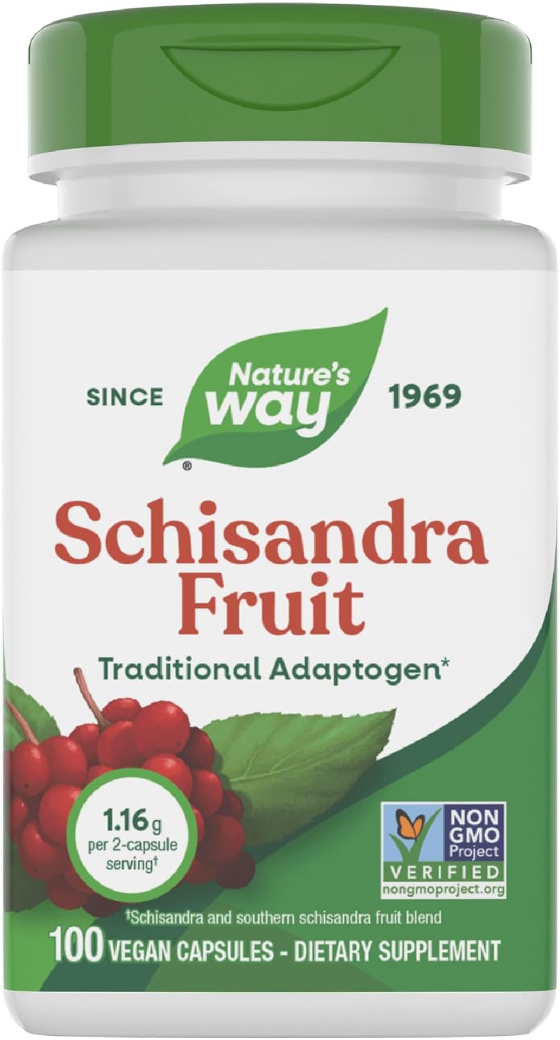 Nature's Way Schisandra Fruit, Traditional Adaptogen*, Vegan, Non-GMO Project Verified, 100 Capsules - görsel 1