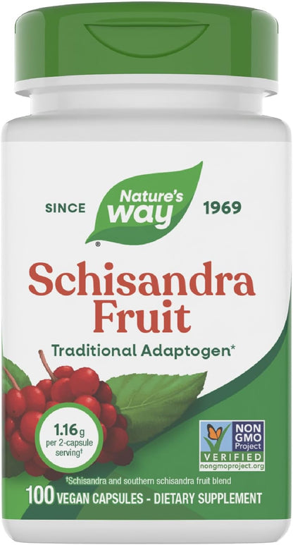 Nature's Way Schisandra Fruit, Traditional Adaptogen*, Vegan, Non-GMO Project Verified, 100 Capsules