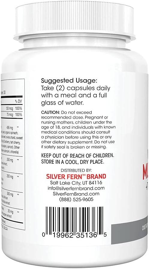 Silver Fern Whole Food Daily Multi Vitamin with Trace Mineral Blend - 4 Bottles - 120 Day Supply - Natural, Non-GM, Vegan, Zero Synthetics - görsel 4
