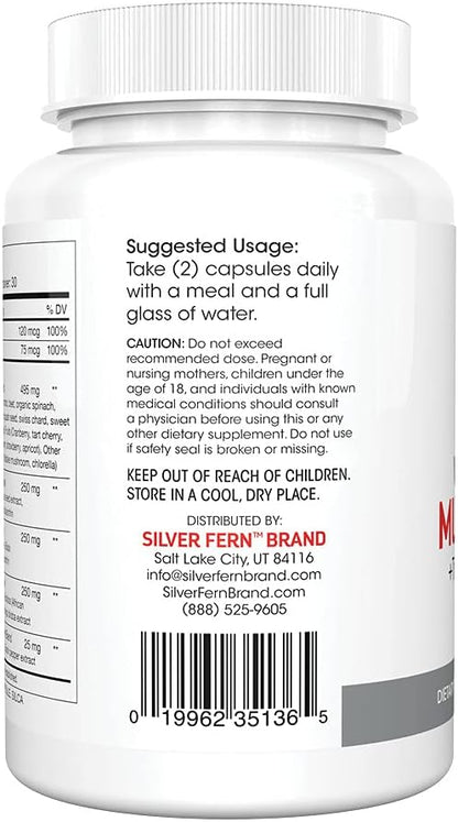 Silver Fern Whole Food Daily Multi Vitamin with Trace Mineral Blend - 4 Bottles - 120 Day Supply - Natural, Non-GM, Vegan, Zero Synthetics