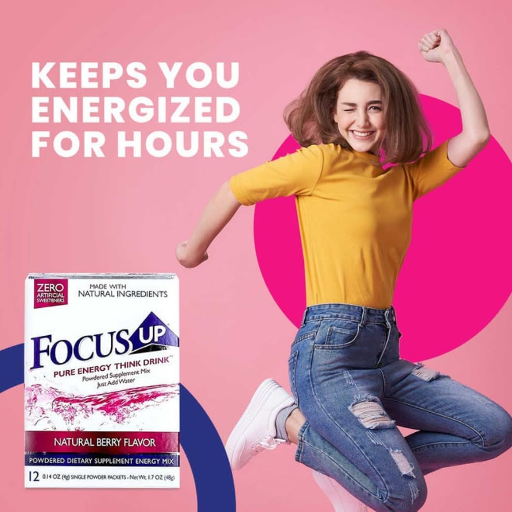 FocusUP Think Drink – Nootropic Powder for Focus & Energy, Acetyl L-Carnitine, Rhodiola, DMAE, Huperzine-A, 12 Stick Packs - görsel 4