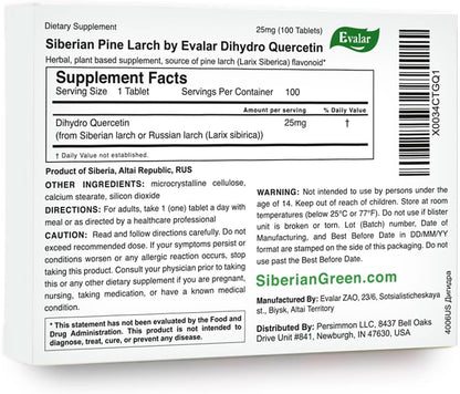 Evalar Dihydro Quercetin Siberian Larch Bioflavonoid 100 Tablets