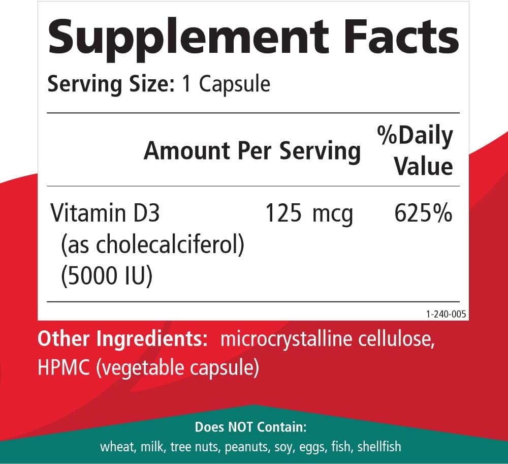 Pure Essence Labs Vitamin D3 5000 IU – 30 Vegetarian Capsules - görsel 5