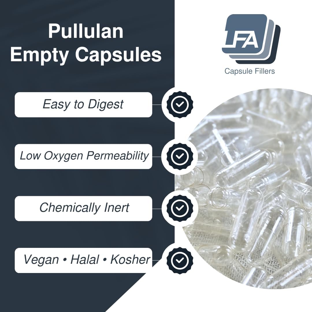 Size 0 Empty Capsules - Vegan Pullulan - 120 Count - görsel 2