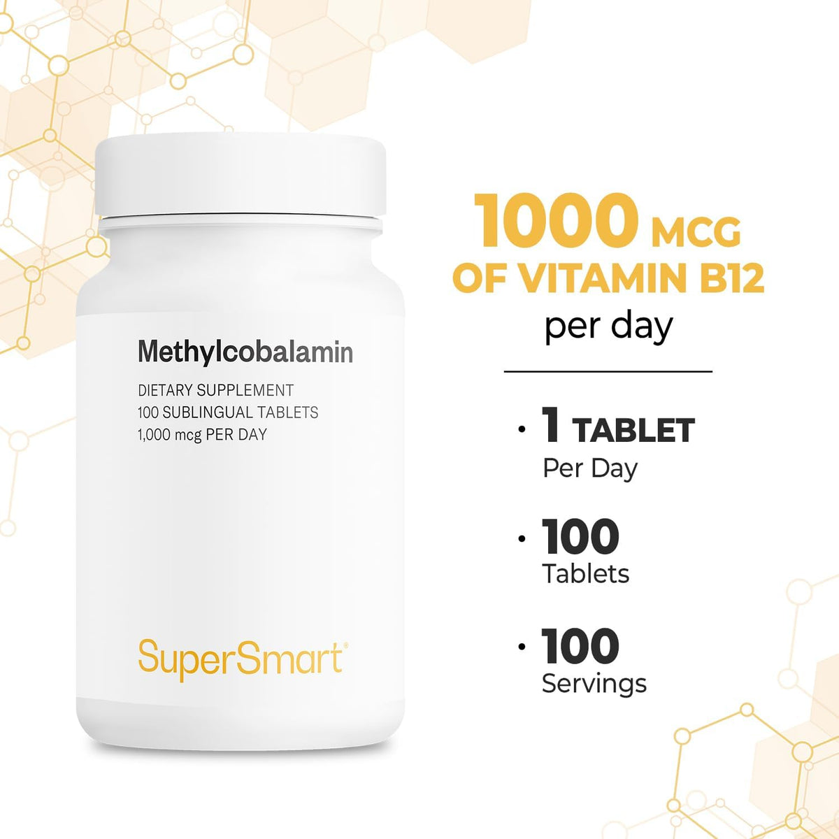 Supersmart Methylcobalamin B12 1000mcg Sublingual Tablets – Peppermint Flavour, 100 Count - görsel 5