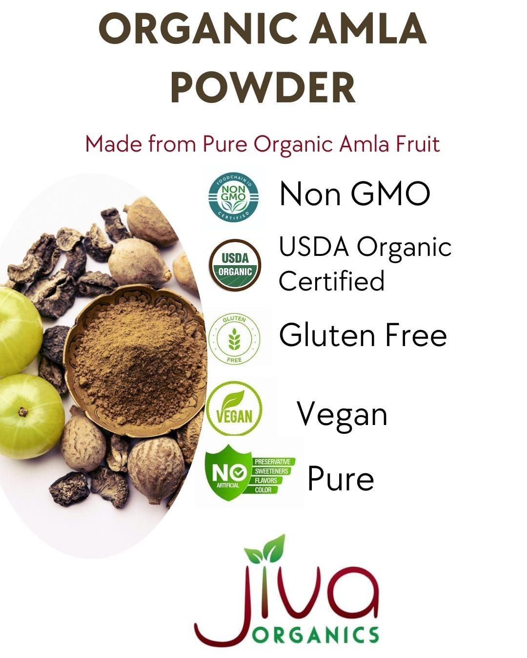 Jiva Organics Organic Amla Powder 567g - Pure, Non-GMO, Gluten-free, Raw Amalaki Powder from India - görsel 2