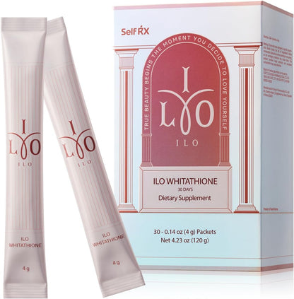 ILO Whitathione Antioxidant Powder Sticks - 500mg Vitamin C, Glutathione & White Tomato Extract - 30 Sticks