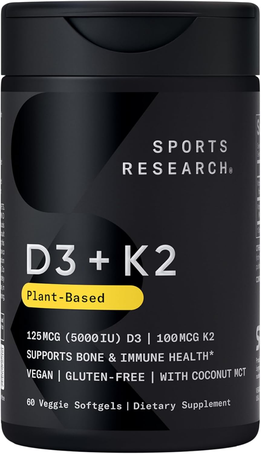 Sports Research Vitamin D3 with K2 Softgels – Vegan D3 & K2 MK-7, 5000 IU, 120 Count - görsel 10
