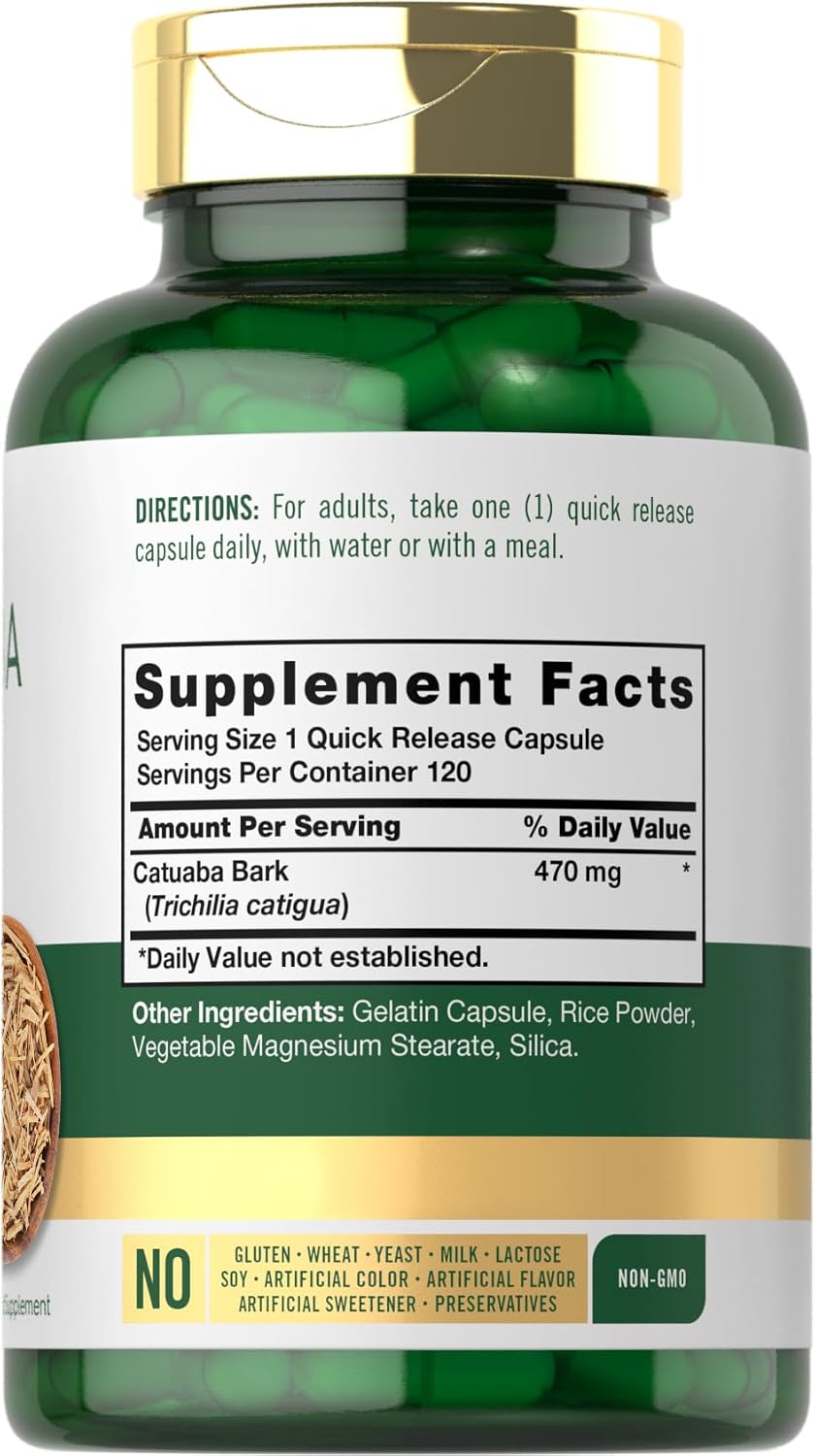 Carlyle Catuaba Bark Supplement, 470mg, 120 Capsules, for Men and Women, Non-GMO & Gluten-free - görsel 2