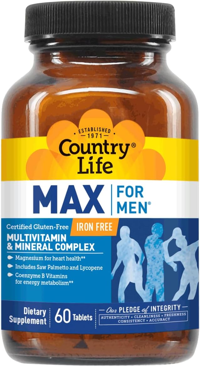 Country Life Max for Men Multivitamin & Mineral Complex - Iron-Free, Vegetarian Tablets, 60 Tablets - görsel 4