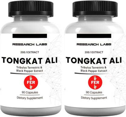 Research Labs Tongkat Ali Extract Capsules - Potent, Highly Concentrated Formula for Strength, Vitality, Drive & Muscle Support