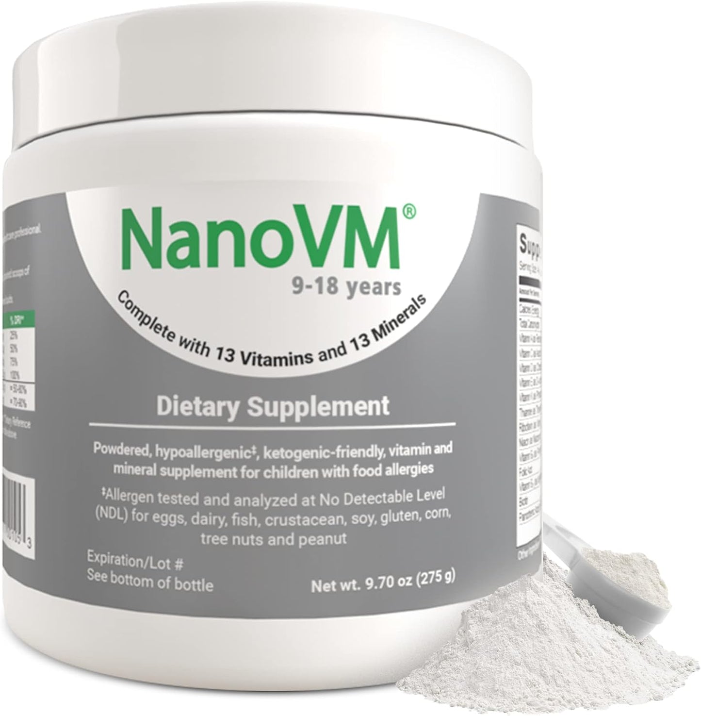 NanoVM Allergen-Free Kids Multivitamin Powder, 4-8 Years, Unflavoured, 275g - görsel 9