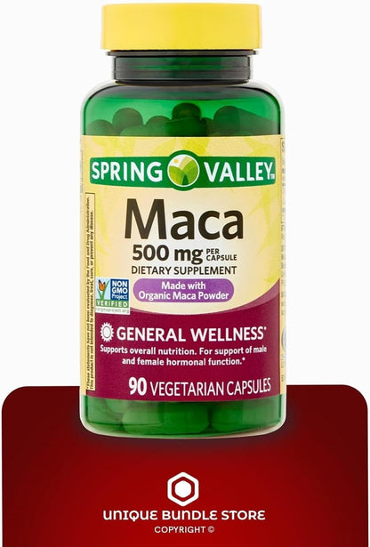 Maca 500mg – 90 Vegetarian Capsules (Pack of 2) | Organic Maca Root Food Supplement | General Wellness | Non-GM & Gluten-Free