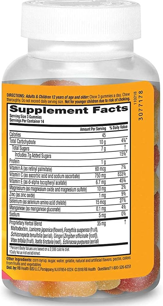 Airborne Assorted Fruit Flavoured Gummies, 42 Gummies per Bottle (Pack of 2) - 750mg Vitamin C with Minerals & Herbs for Immune Support - görsel 6