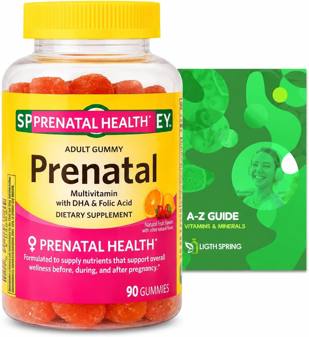 Prenatal Multivitamin Gummies, 90 Gummies with Exclusive Bundle: Vitamins & Minerals A to Z - Better Light&Spring Guide - görsel 1
