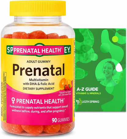 Prenatal Multivitamin Gummies, 90 Gummies with Exclusive Bundle: Vitamins & Minerals A to Z - Better Light&Spring Guide