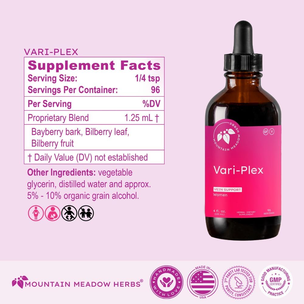 Mountain Meadow Herbs Vari-Plex - Natural Vein Support for Women, Fast-Acting Liquid Herbal Extract 118 ml - görsel 4