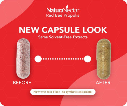 NaturaNectar Red Bee Propolis Capsules – Premium Brazilian Propolis Supplement (60 Capsules)