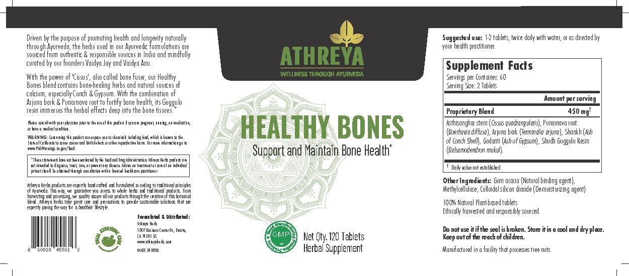 Athreya Herbs Healthy Bones Tablets – Ayurvedic Blend (120 Tablets) - görsel 2