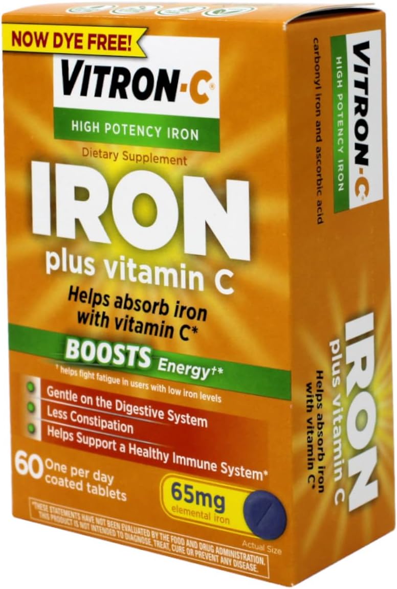 Vitron-C High Potency Iron Food Supplement with Vitamin C, 60 Coated Tablets, 65 mg Elemental Iron - görsel 4