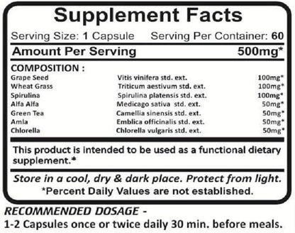 Planet Ayurveda Green Essentials, 500mg Veg Capsules - 2 Bottles