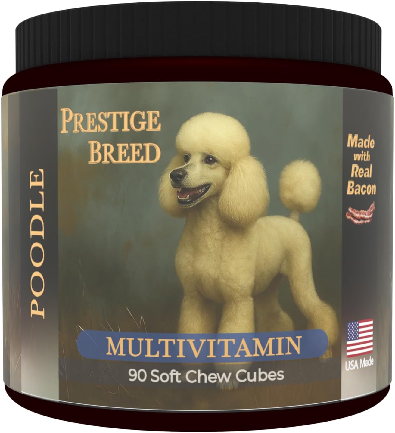 Prestige Breed Multivitamins, Balanced Nutrition for Your Poodle, 90 Chews, Made in the USA with Real Bacon - görsel 1