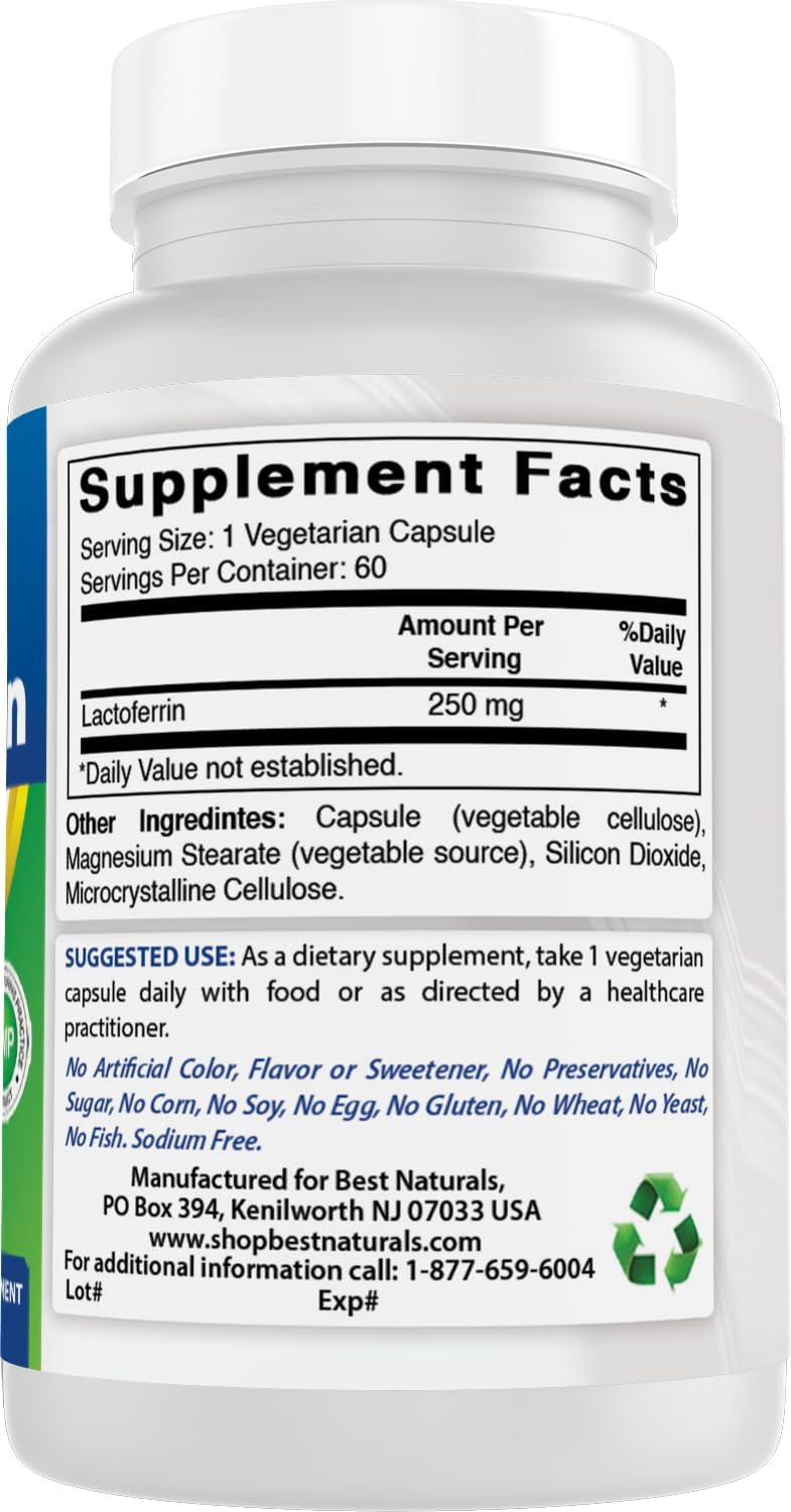 Best Naturals Lactoferrin 250 mg – 60 Vegetarian Capsules - görsel 6