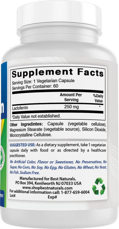 Best Naturals Lactoferrin 250 mg – 60 Vegetarian Capsules