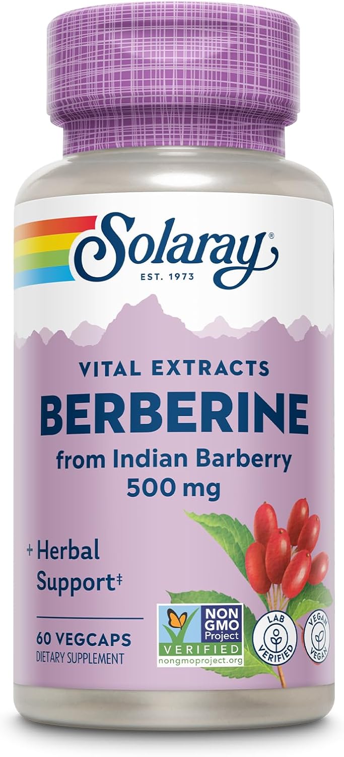 SOLARAY Berberine 500mg - Berberine HCl Food Supplement from Indian Barberry, Vegan, Non-GMO, 100 VegCaps - görsel 7