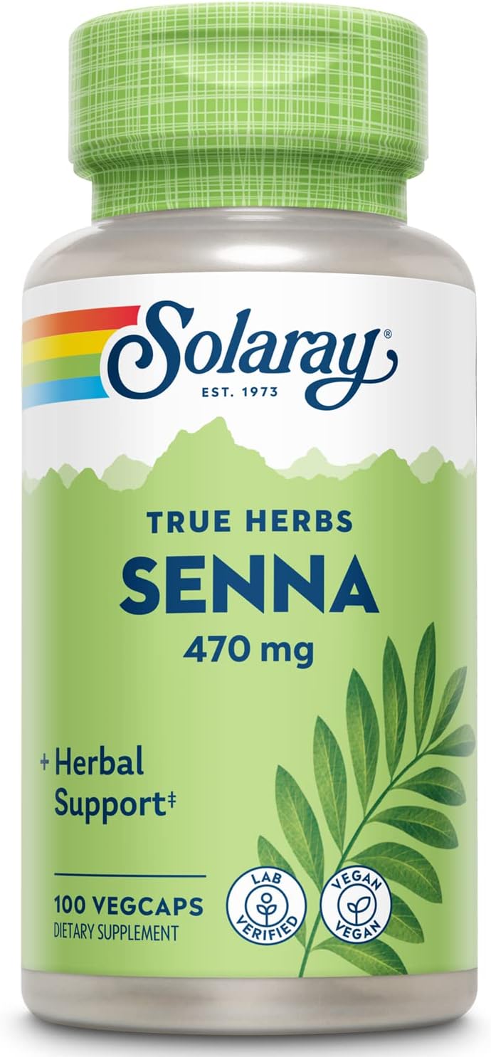 Solaray Senna Leaf Capsules – Natural Herbal Supplement, 470 mg, 100 Veg Caps - görsel 1