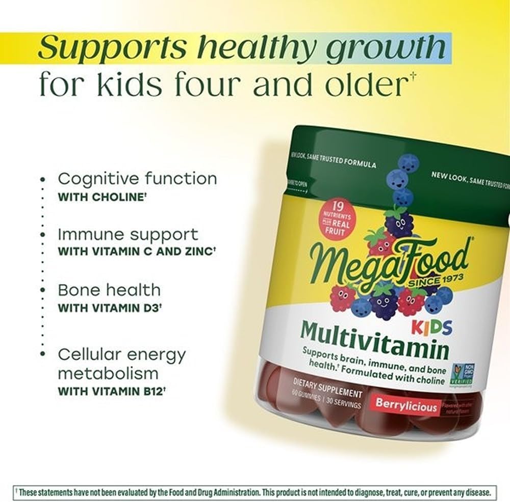 MegaFood Kids Multivitamin Gummies - Berrylicious - 60 Gummies - görsel 3