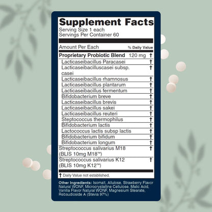 Oral Probiotics for Mouth and Gum Support | Fresh Breath and Oral Microbiome Balance | Sugar-Free, Dairy-Free, Non-GM | For Adults and Children
