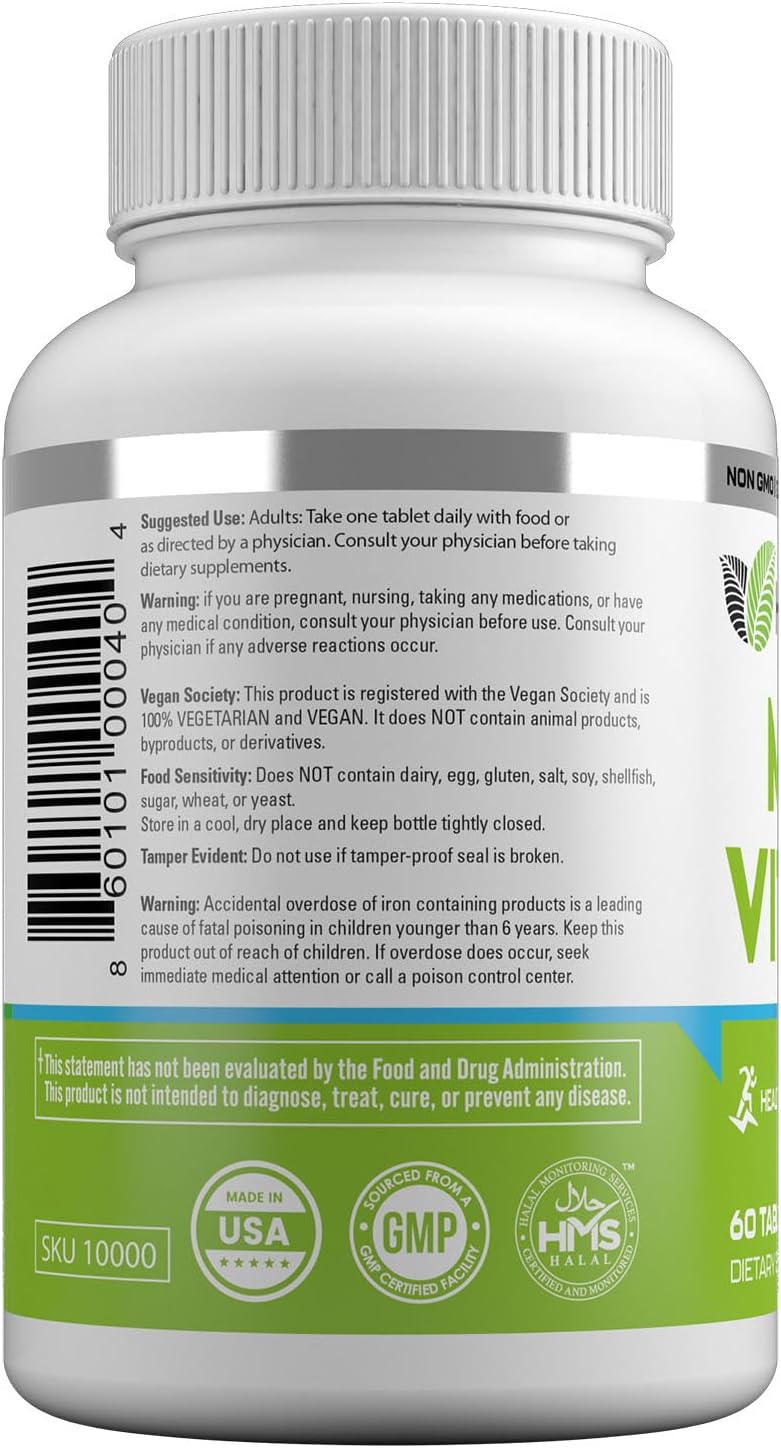 HAYAT Vitamins Vegan Natural Multivitamin - 60 Tablets (2-Month Supply) - görsel 2