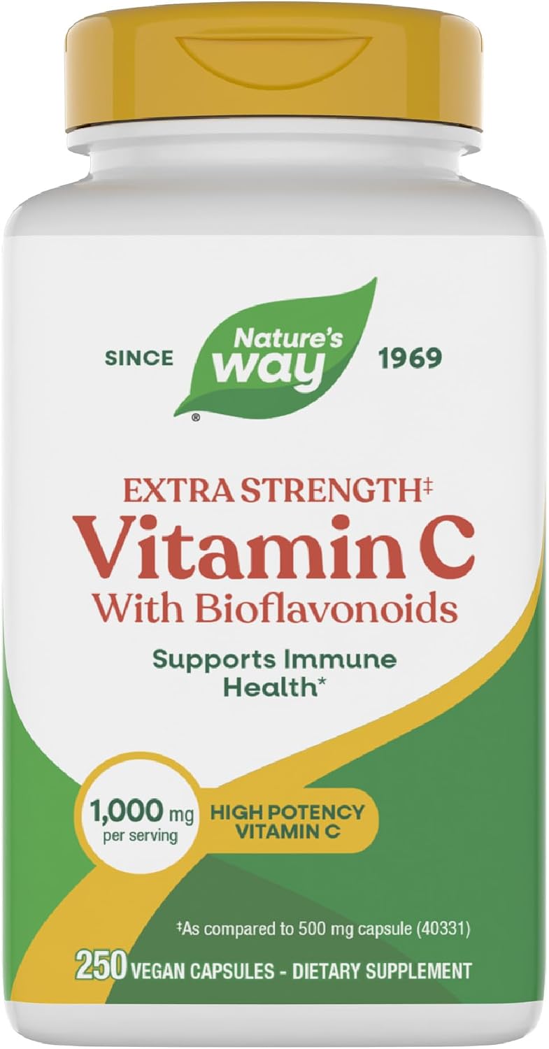 Nature's Way Extra Strength Vitamin C with Bioflavonoids, 1,000 mg, 250 Vegan Capsules - görsel 1