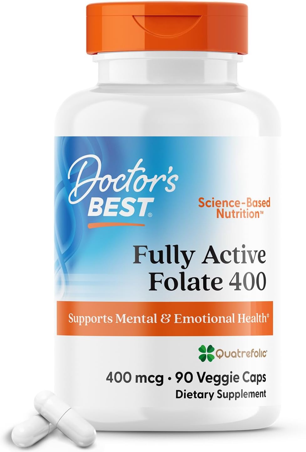 Doctor's Best Fully Active Folate with Quatrefolic, 400 mcg, 90 Vegetarian Capsules - görsel 1