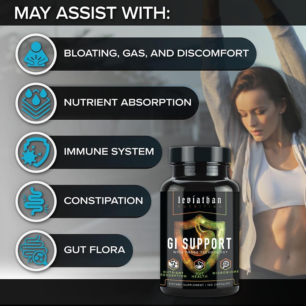 Leviathan Nutrition GI | Gut Health Support Supplement with Zinc-L-Carnosine, Butyrate & DGL - 120 Capsules - görsel 4