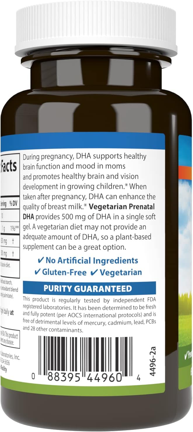 Carlson – Vegetarian Prenatal DHA, 500 mg DHA, Plant Based, Sustainably Sourced from Algae, 60 Softgels - görsel 4