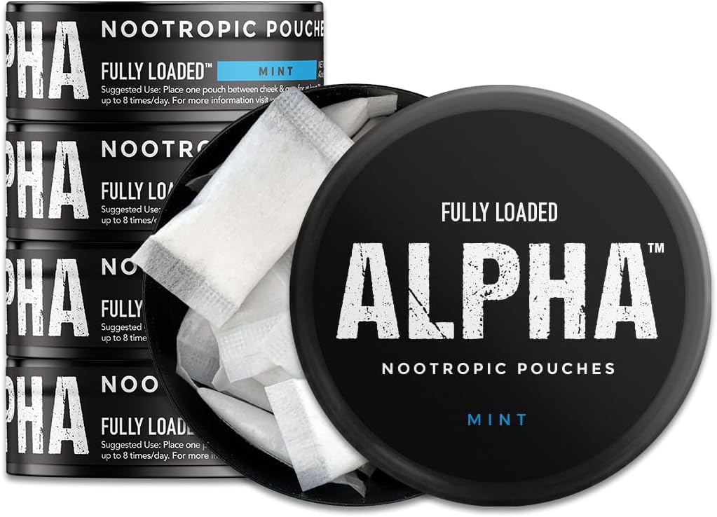 Fully Loaded Alpha Nootropic Pouches (Mint) - 5 Tins - 15 Pouches per Tin - Nootropic Delivery with Alpha GPC, L-Tyrosine, GABA - görsel 1