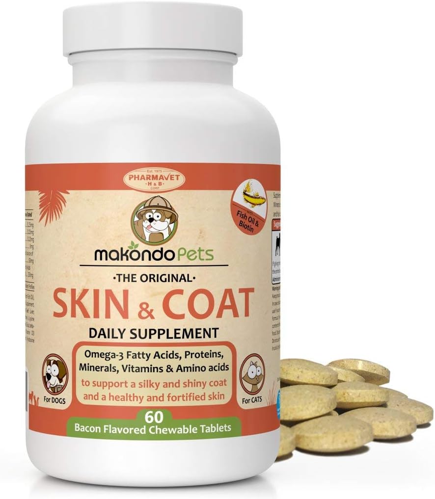 Skin and Coat Supplement with Fish Oil and Omega 3 for Dogs and Cats - Dog Itch Relief Pet Supplement for Shedding, Dry Itchy Skin and Allergies - Dog Allergy Treatment Vitamins (2-Pack, 120 Tabs) - görsel 9