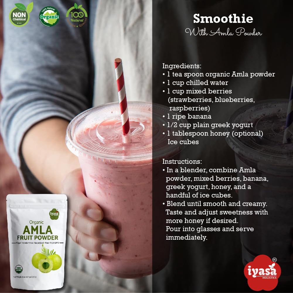Iyasa Holistics Organic Amla Powder 454g (16 oz) - USDA Certified Organic Indian Gooseberry Superfood - görsel 5