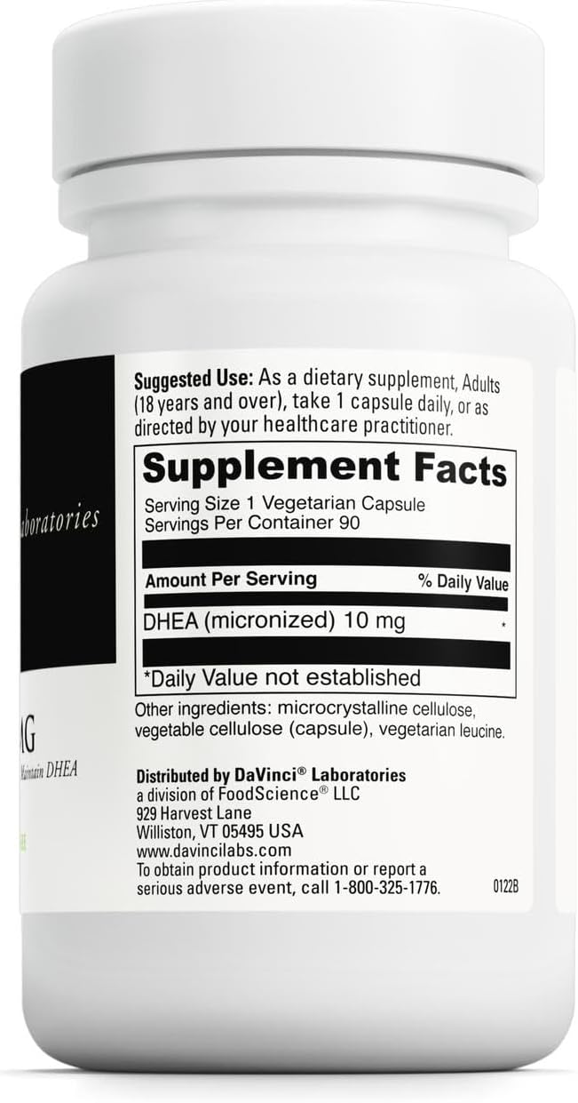 DAVINCI Labs Micronised DHEA 10mg – Support for Healthy Ageing, Hormone Balance, Cognitive Function & Thyroid Health – Vegetarian, Gluten-Free – 90 Capsules - görsel 2