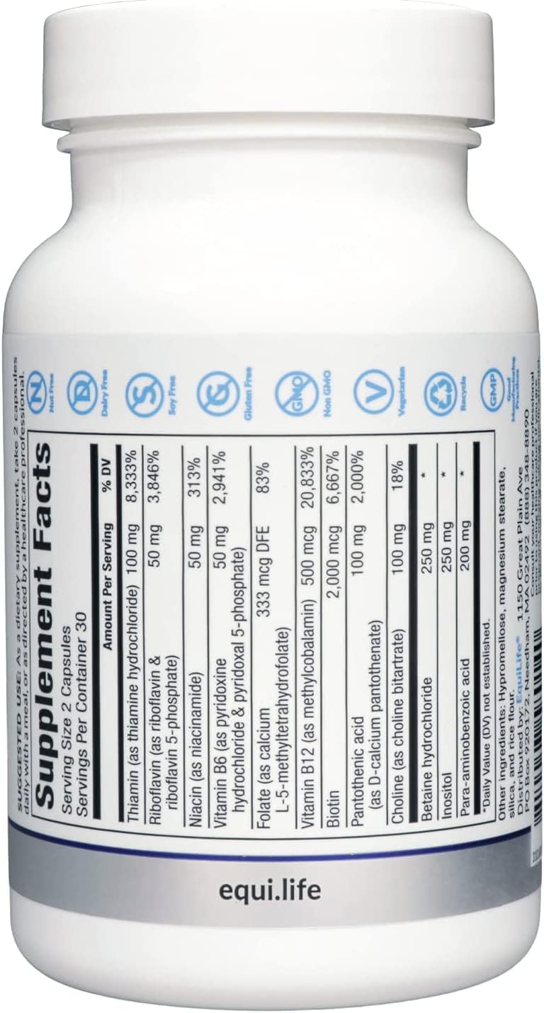 Equilife Activated B Complex – Methylated Vitamin B Supplement with Biotin, Inositol, B12 & B6, 60 Capsules - görsel 2