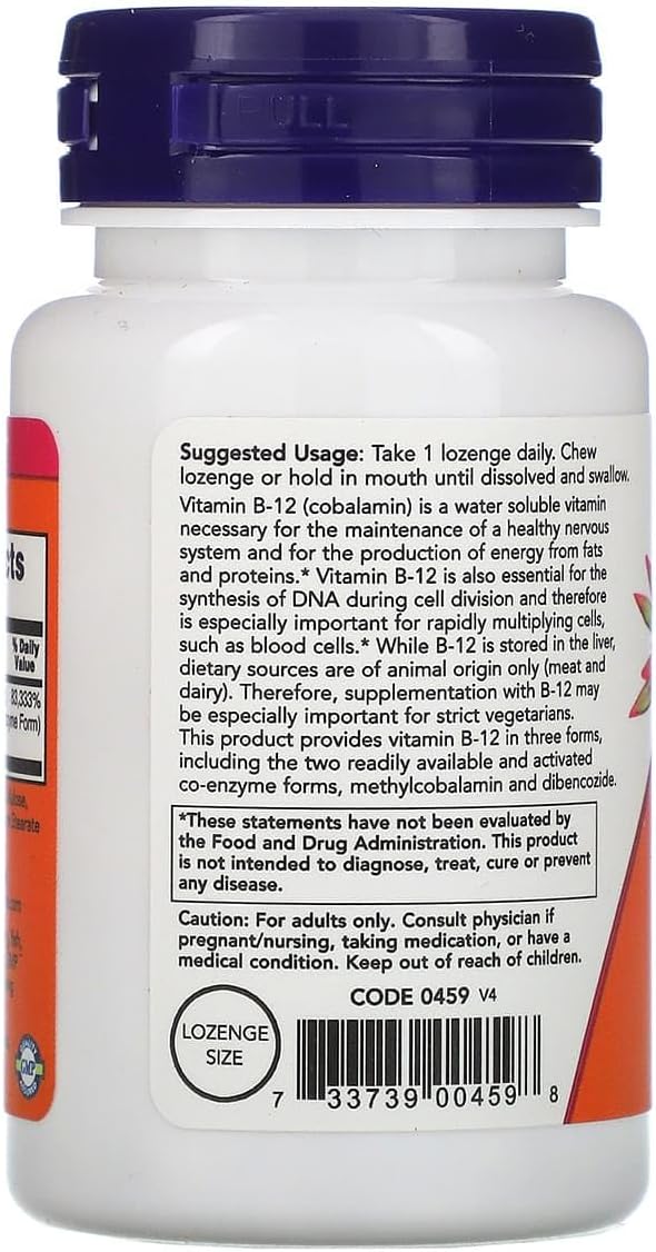 NOW Foods B-12 2,000 mcg Lozenges - görsel 3