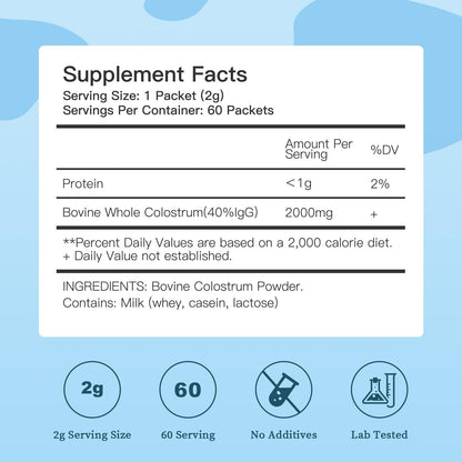 Bestidy Bovine Colostrum Powder – Natural Superfood for Gut Health, Hair Growth & Beauty (60 Servings, 120g)